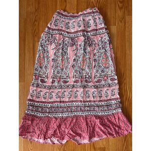 Liz Claiborne Women's Petite M Pink Floral Maxi Skirt Casual Summer